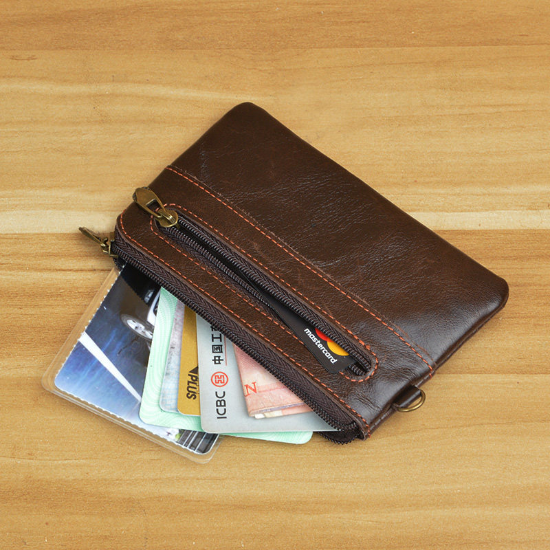 2019 new head layer cow leather card bag small zero money bag for men and women retro handmade oil wax genuine leather ultra-thin driver's license bag