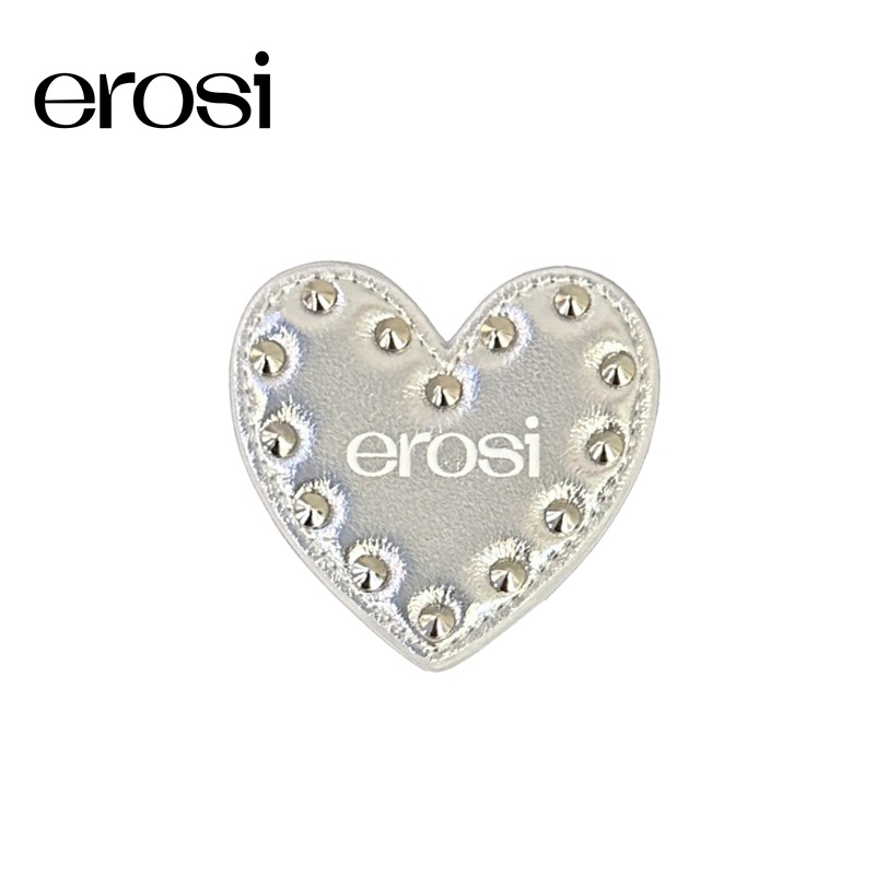 Erosi Heart-Shaped Rivet Airbag Phone Holder/Silver