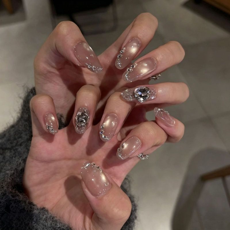Nail Art Wearable Nails Medium-Length 2026 New Model Cat Eye Stunning Sparkle Pure Handmade Short Style Summer High-End Nail Stickers Nail Art Wearable Nails Medium-Length 2026 New Model Cat Eye Stunning Sparkle Pure Handmade Short Style Summer High-End Nail Stickers