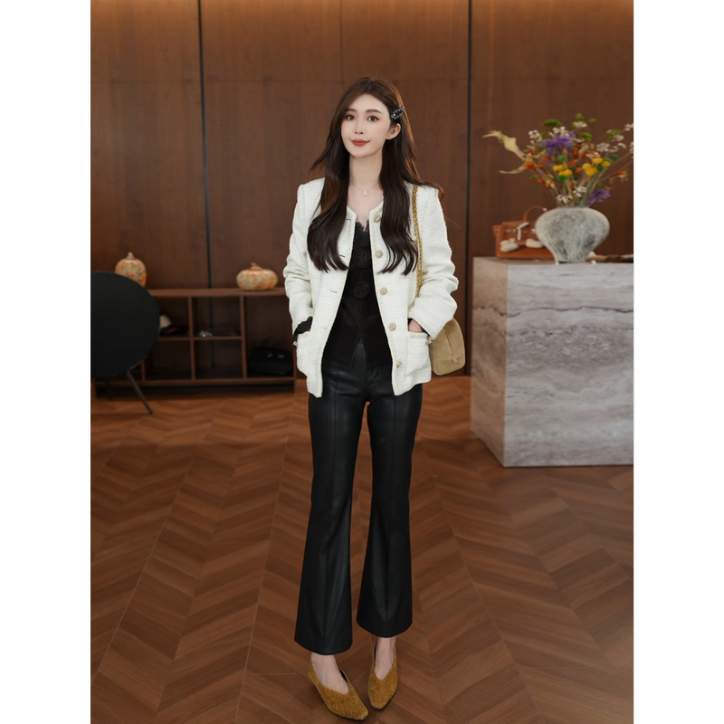 【Chen Yue】Autumn New Style Elegant Wool Niche Design Top, Slimming White Chanel-Style Jacket