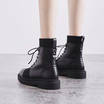 Inglenwind Martin Boots Children 2022 Summer New Black Short Boots Flat Bottom Socks Boots Summer Style Soft Leather 100 Hitch Shoes