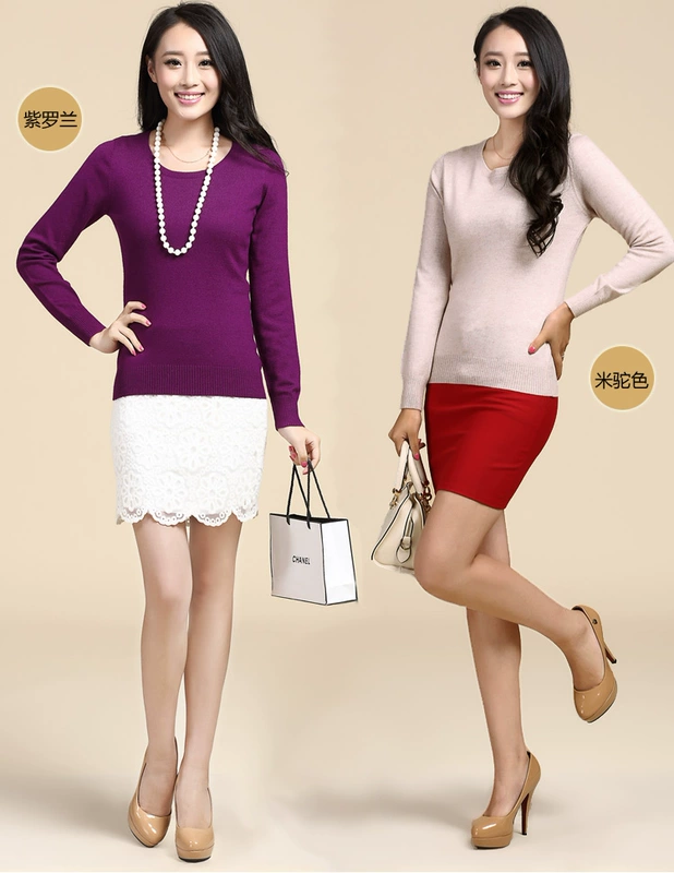 Phụ nữ áo len cashmere không thể mua một chiếc áo len mỏng bó sát với áo sơ mi chạm đáy mùa xuân và mùa thu nhỏ mặc áo len nhỏ