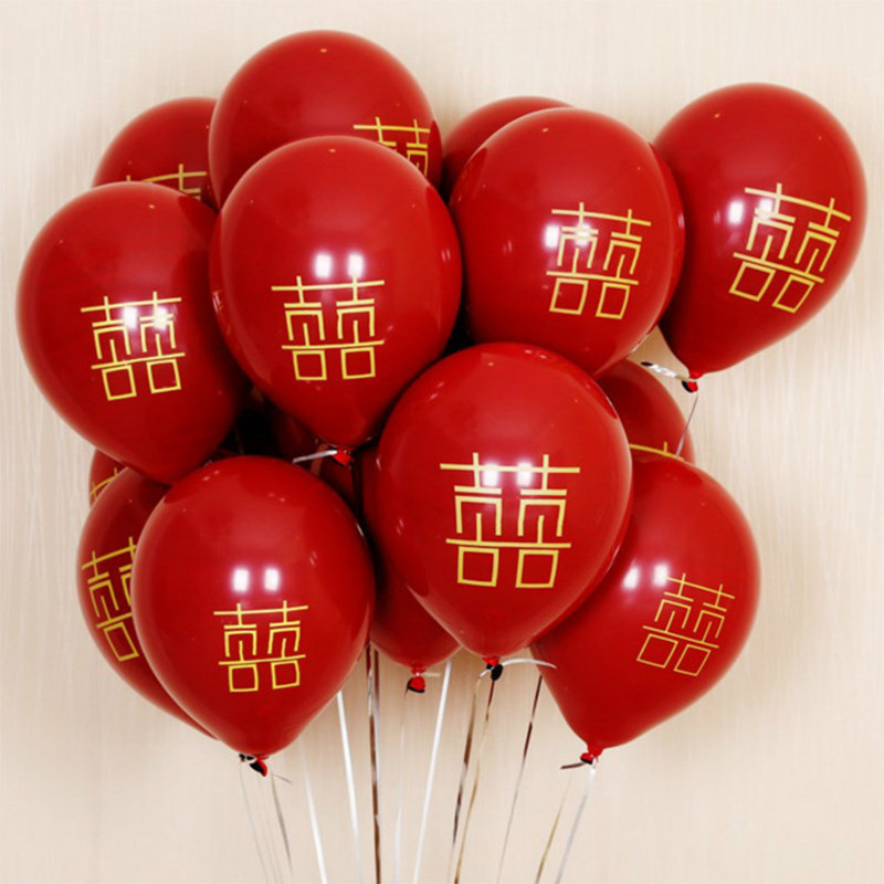 ins net red-festive-character balloon wedding pomegranate red double layer macaron balloons Wedding Decoration Scene Arrangement