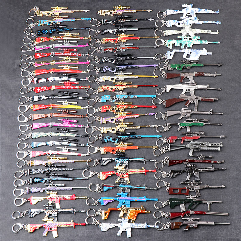 Jedi Eating Chicken Toy Skin Model Mini Full 98k Three-level Head Gun AWM Flat Bottom Pan Metal Pendant