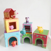 French djeco Stacking Cup Farm Animal Digital Set Box Stacking Early Education Stacking Music 1-2 Years Old Stacking Toys