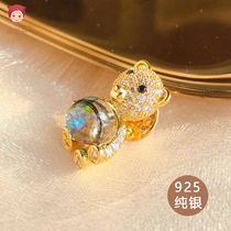 Mouquqi diy) sterling silver fetal hair breast milk souvenir homemade couple baby one-month-old gift bear brooch