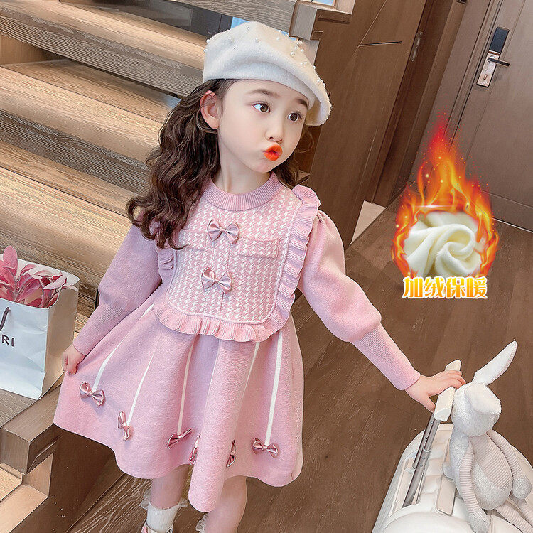 New girl Thousand Birds Gig Butterfly Knot Plus Fluffy Dress Sweet Beauty Foreign Air Princess Dress Long Sleeve Dress Dress-Taobao