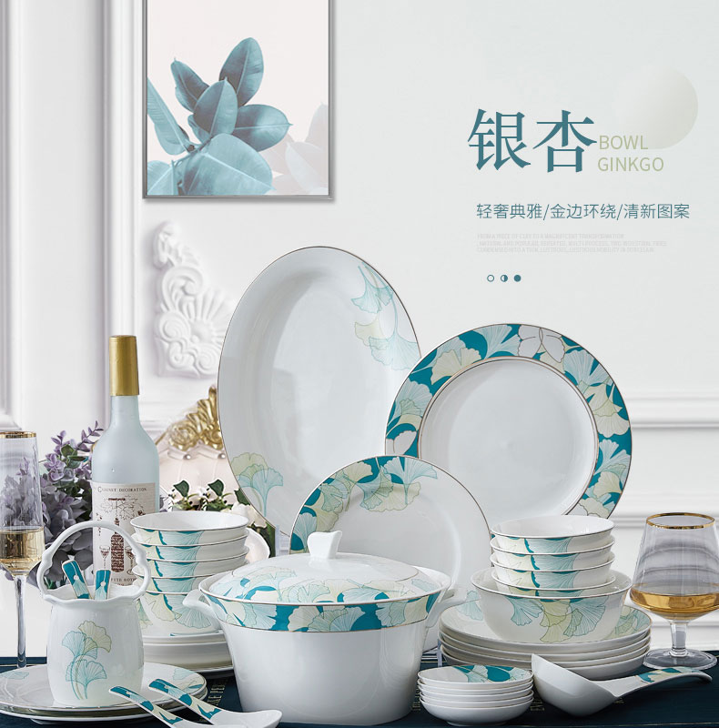 Mystery of jingdezhen tableware suit Chinese dishes suit creative household ceramic bowl European - style ipads porcelain bowl chopsticks plate