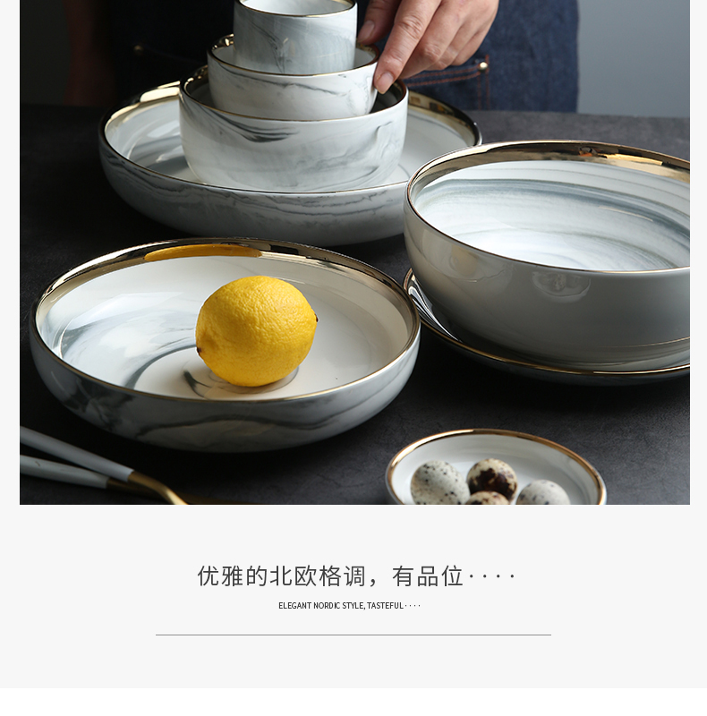Mystery European - style up phnom penh marble ceramic tableware dishes suit household nesting bowls plates
