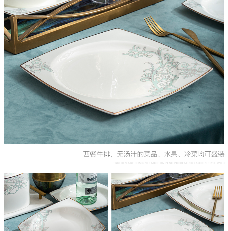 Dishes suit household jingdezhen ceramic tableware suit European paint Dishes chopsticks spoon combination suit