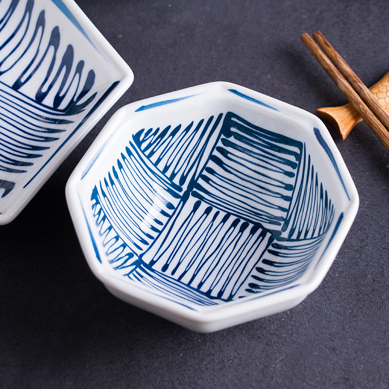 Japanese secret under the glaze color star line ceramic tableware suit household rice bowl bowl dish dish fish dish plate