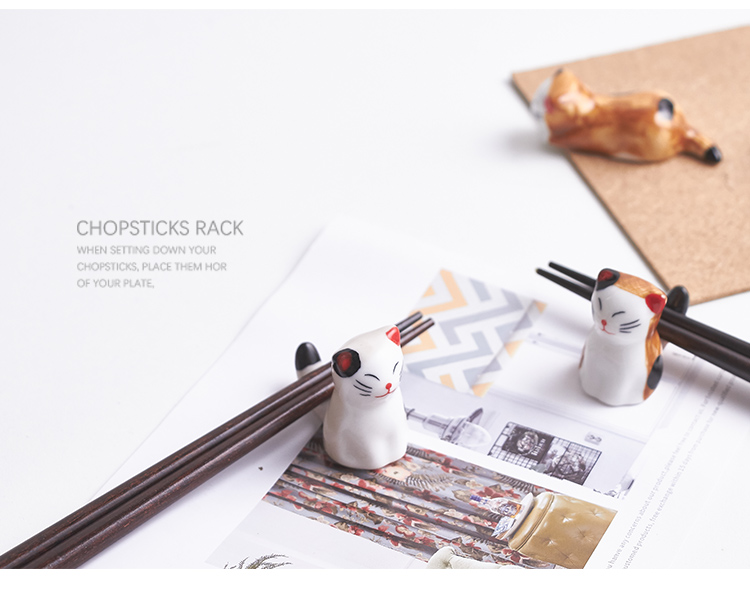 Mystery Japanese grocery ceramic kitten chopsticks creative cartoon chopsticks holder frame with express chopsticks pillow chopsticks frame bracket