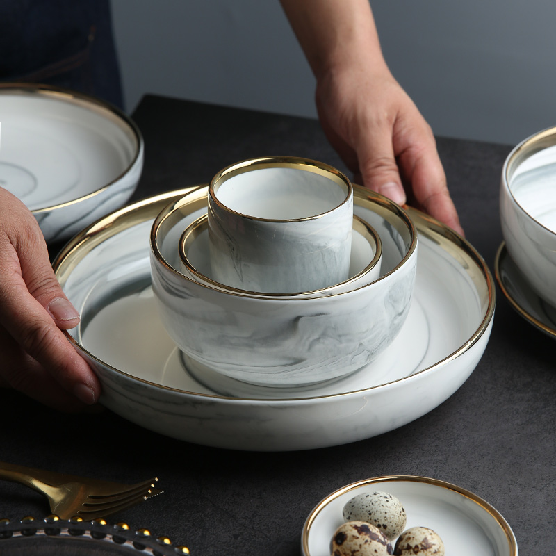 Mystery European - style up phnom penh marble ceramic tableware dishes suit household nesting bowls plates