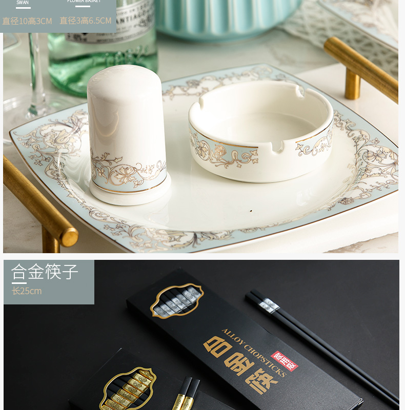 Mystery of jingdezhen ceramic tableware suit European dishes suit household bowls of ipads plate of western - style practical suit