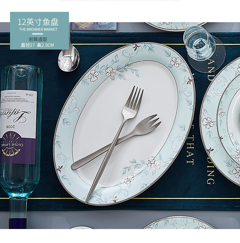Mystery ipads bowls disc suit household jingdezhen ceramic tableware creative contracted Europe type bowl chopsticks combination plate