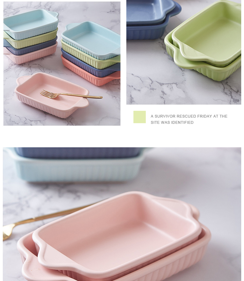Mystery for FanPan pan household rectangle ceramic western - style food oven creative dishes baked cheese bowl plate