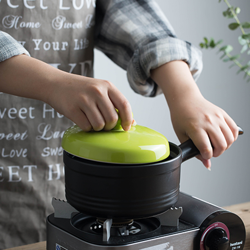 Mystery of thickening the hot with handle milk pan ceramic baby milk pan, assist food, noodles soup pot stew household mini casserole