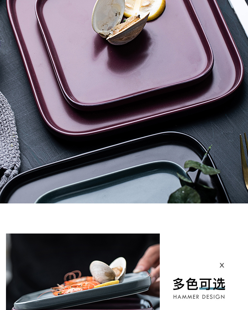 The Nordic contracted steak disc ceramic plates home ins wind dessert plate flat quadrate dish dish steak dishes