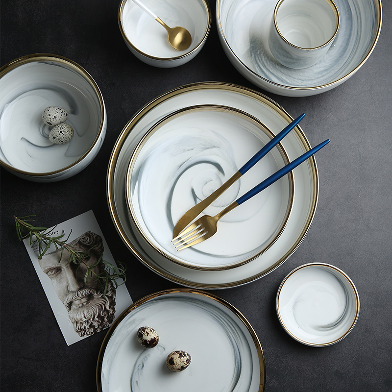 Mystery European - style up phnom penh marble ceramic tableware dishes suit household nesting bowls plates