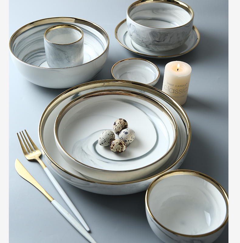Mystery European - style up phnom penh marble ceramic tableware dishes suit household nesting bowls plates