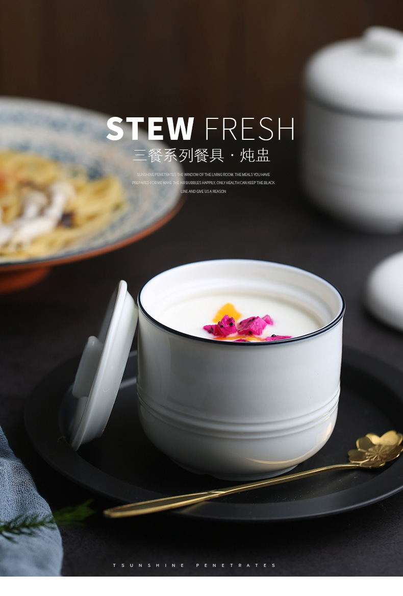 Mystery northern wind ceramic cup with cover health water stew stew soup steamed egg cup baby bird 's nest soup pot stew pot