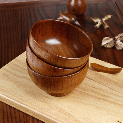 Day-style natural wild dates wood bowls children adult rice rice bowls natural solid wood size number soup bowl custom lettering