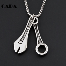 Domineering personality hipster Europe America Japan and Korean version of titanium steel pendant wrench combination necklace men HiPhop hip hop necklace