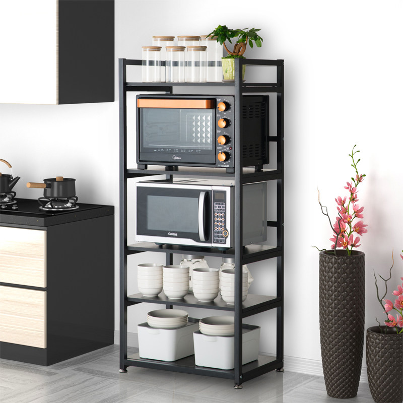 Defective kitchen microwave oven shelf 5-layer floor-to-ceiling oven storage shelf Seasoning multi-layer bowl rack