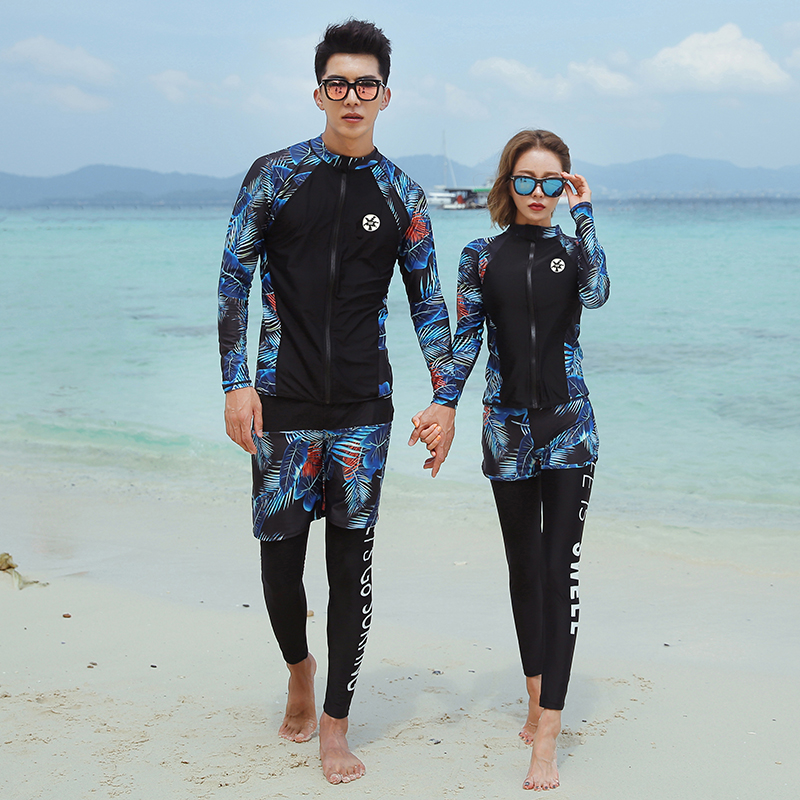 Korean diving suit women's two-piece long-sleeved trousers jellyfish suit sunscreen quick-drying men's swimsuit couple conservative snorkeling suit