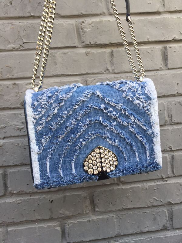 Kate Spade Denim Diamond Heart Shoulder Crossbody Chain Bag Kate Spade Denim Diamond Heart Shoulder Crossbody Chain Bag