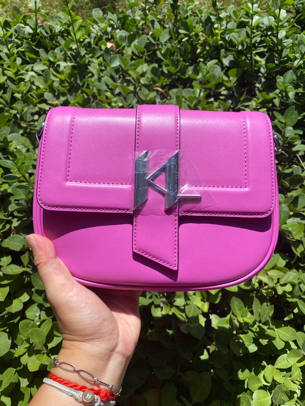 Karl Lagerfeld Pink Purple Saddle Bag Shoulder Crossbody Bag Karl Lagerfeld Pink Purple Saddle Bag Shoulder Crossbody Bag