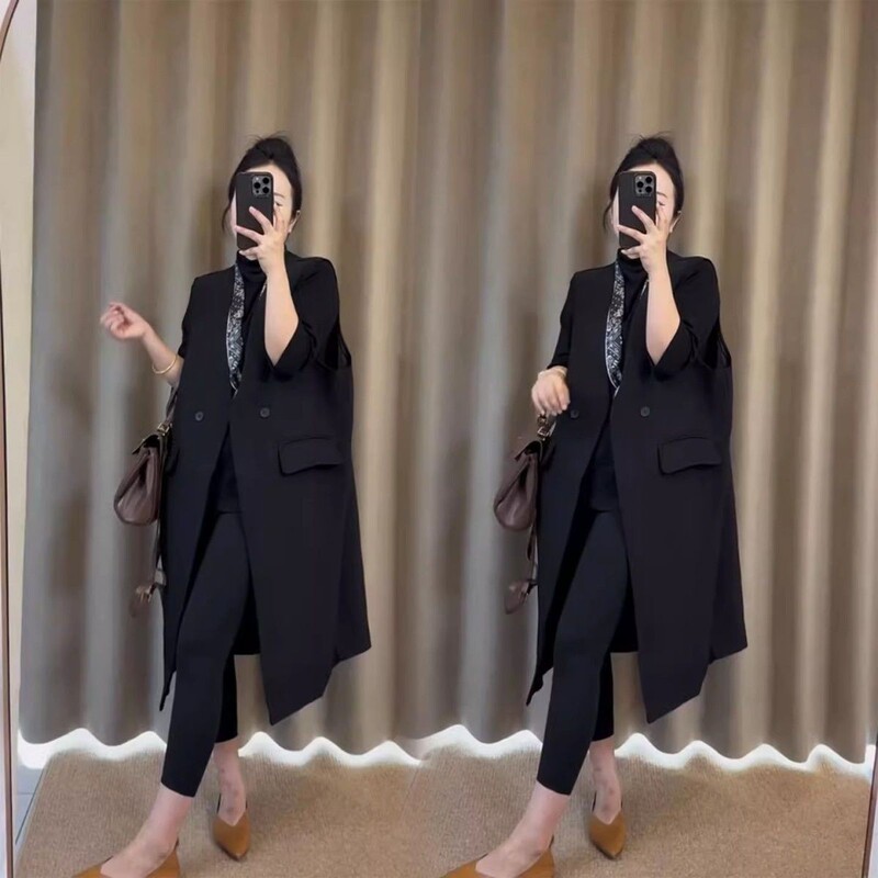 Plus-Size Women's Clothing 2026 New Stylish Versatile Slimming Long Vest Fashion Casual Sleeveless Jacket