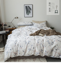 Cotton hipster literature and art Flower Forest line cotton bed three or four sets of clear leaves Blue linghuatian