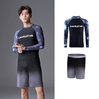 Мужские черные + черные серые шорты с воротником с чернилами