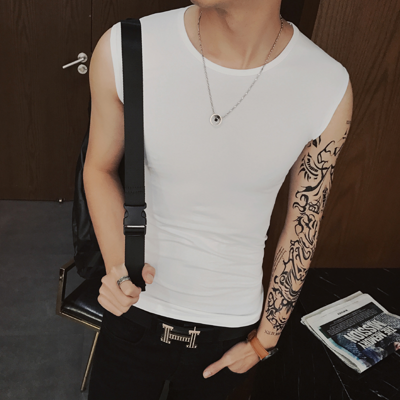 Của nam giới bó sát không tay mồ hôi vest thể thao mùa hè tập thể dục vai rộng t-shirt thanh niên quần áo triều mùa hè của nam giới quần áo ao ba lo nam