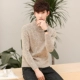 Phiên bản Hàn Quốc của áo len nam màu rắn len áo len nửa cổ cao chạm đáy dòng áo dày kim dày dày quần áo nam - Áo len cổ tròn