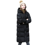 Черный пуховик с пухом, длинная куртка, зимняя толстовка с капюшоном, средней длины, в корейском стиле