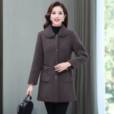 Длинная бархатная куртка, демисезонное пальто для матери, средней длины