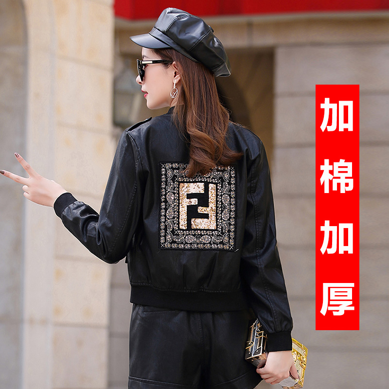 mùa xuân ngắn nhỏ phụ nữ da áo khoác và mùa thu 2020 mới ngắn giản dị bóng chày biker jacket áo khoác thủy triều