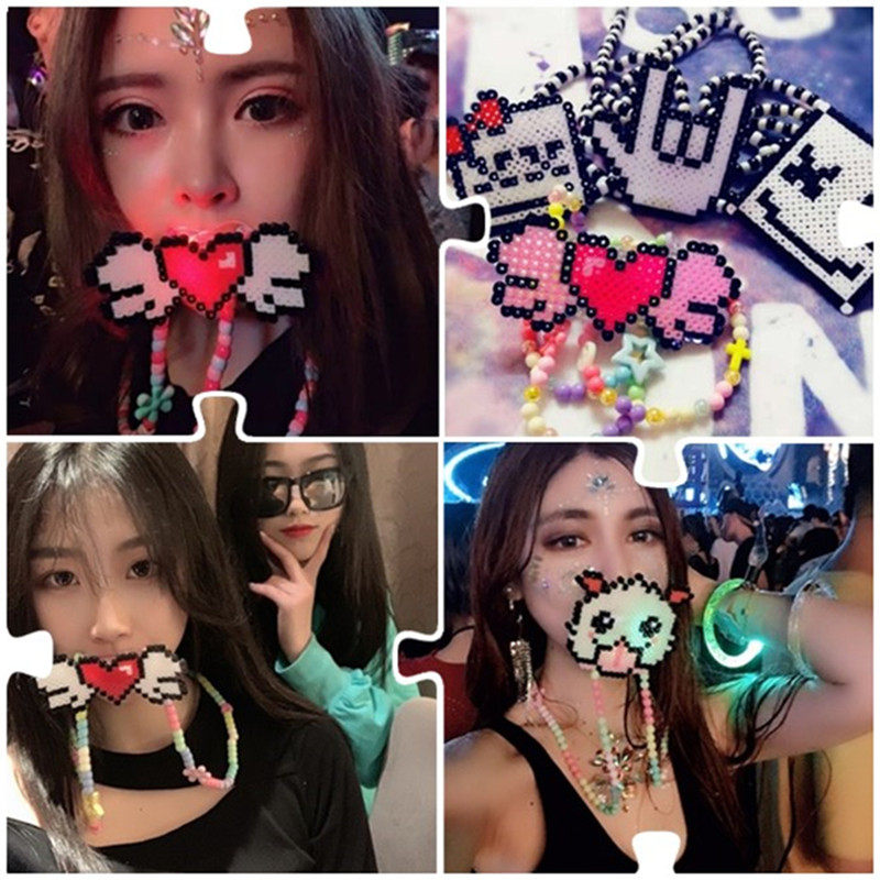 Bar LED luminous trampoline Milk Mouth Soft Head Necklace Trampoline Nightfield Music Power Saving Syllable Party Props