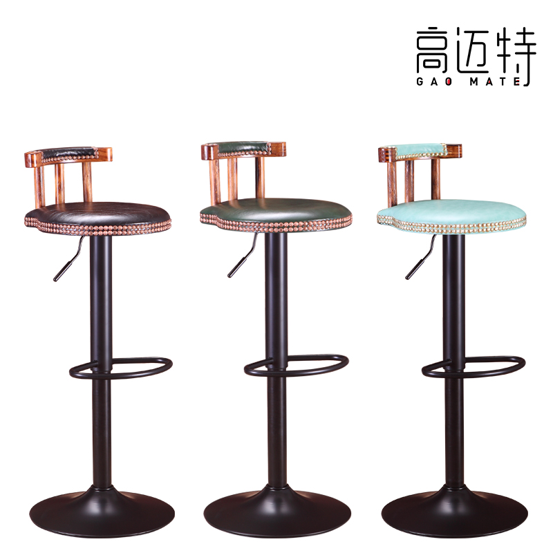 American bar chair bar chair wrought iron chair bar stool high stool retro rotating backrest stool special offer