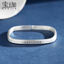 Square 9999 pure silver bracelet female ancient method to pass on the foot silver square bracelet solid light extravagant and delicate young silver bracelet