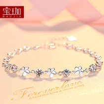 Flower 999 sterling silver bracelet female light luxury niche exquisite foot silver jewelry 2021 new girls silver jewelry autumn and winter