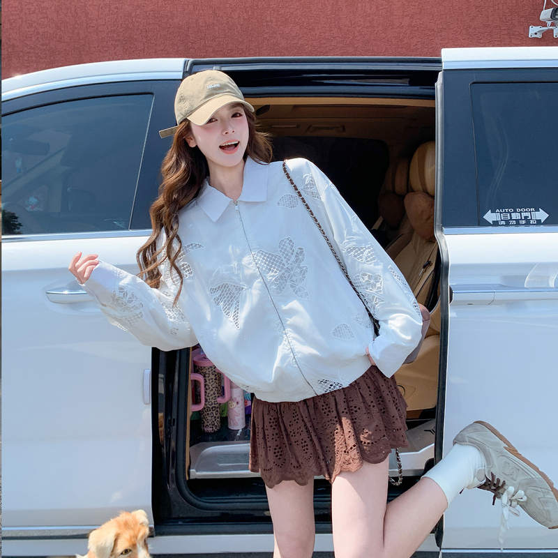 White Hollow-Out Tencel Patchwork Chanel-Style Jacket 2026 New Women's Spring and Autumn Niche Non-Replicated Short Jacket Top