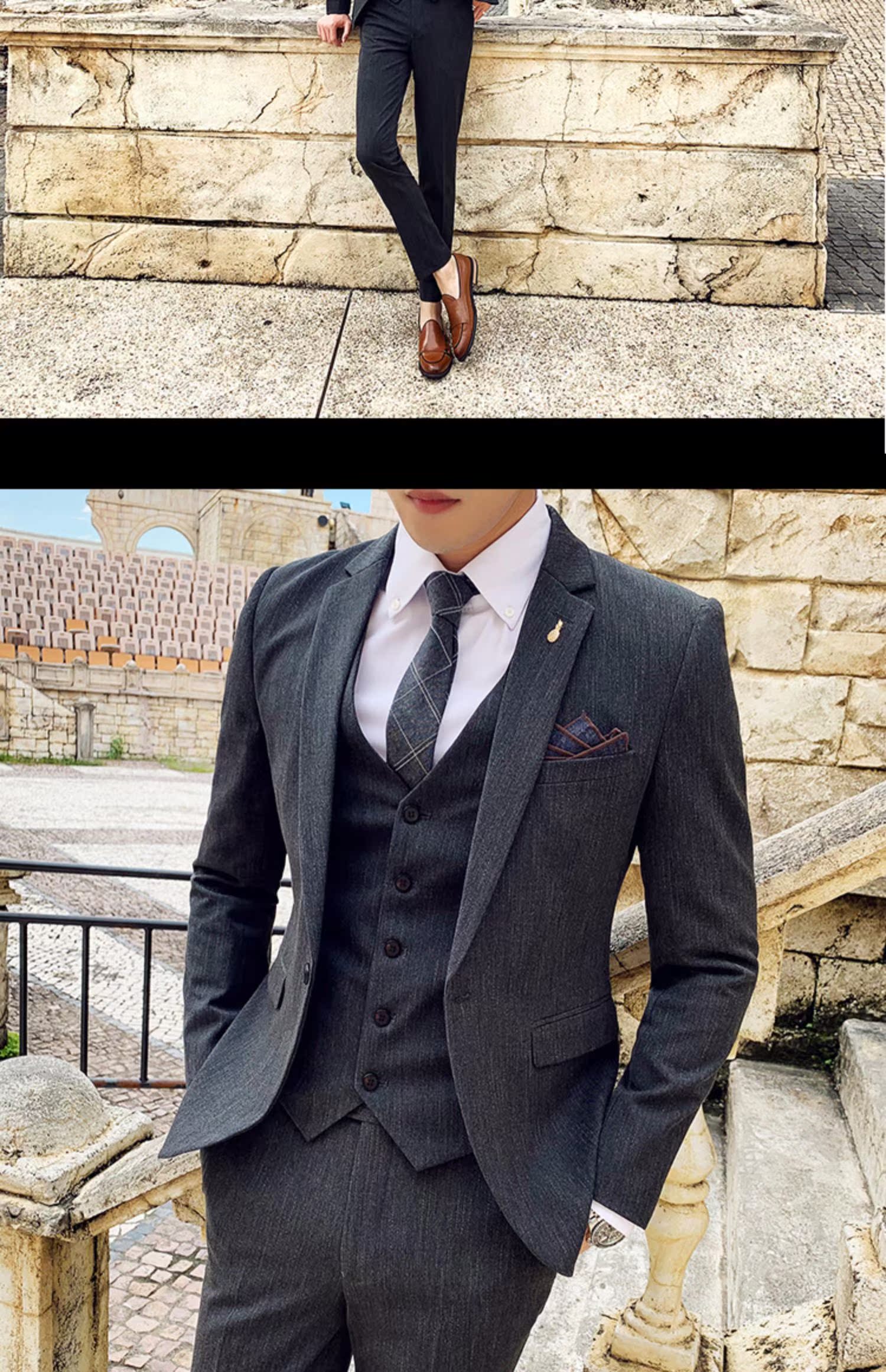 Trang phục chú rể phù hợp với nam phù hợp với doanh nhân chuyên nghiệp Slim Hàn Quốc phiên bản nam kinh doanh phù hợp với xu hướng - Suit phù hợp quần áo thể thao nam