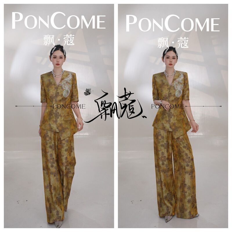 Summer Thin Short-Sleeved Evening Dress for Women, New Fashionable and High-End Suit Set 12692