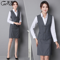 Professional horse clip dress gray mobile bank hotel overalls women spring and summer short vest suit vest