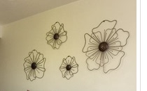 Eurostyle Iron Art Peony Flowers Wall-mounted Decoration Solid Living Room Wall Decoration Hotel Clubhouse Hanging Accessories Wall Accessories