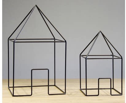 Nordic Postmodern Creative Solid Iron Art Retro Swing Piece Geometric Building House Model Book Room Living Room Adornment