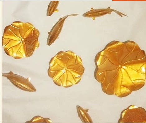 New lotus leaf fish pendant pendant iron creative home European living room KTV wall decoration lobby wall hanging